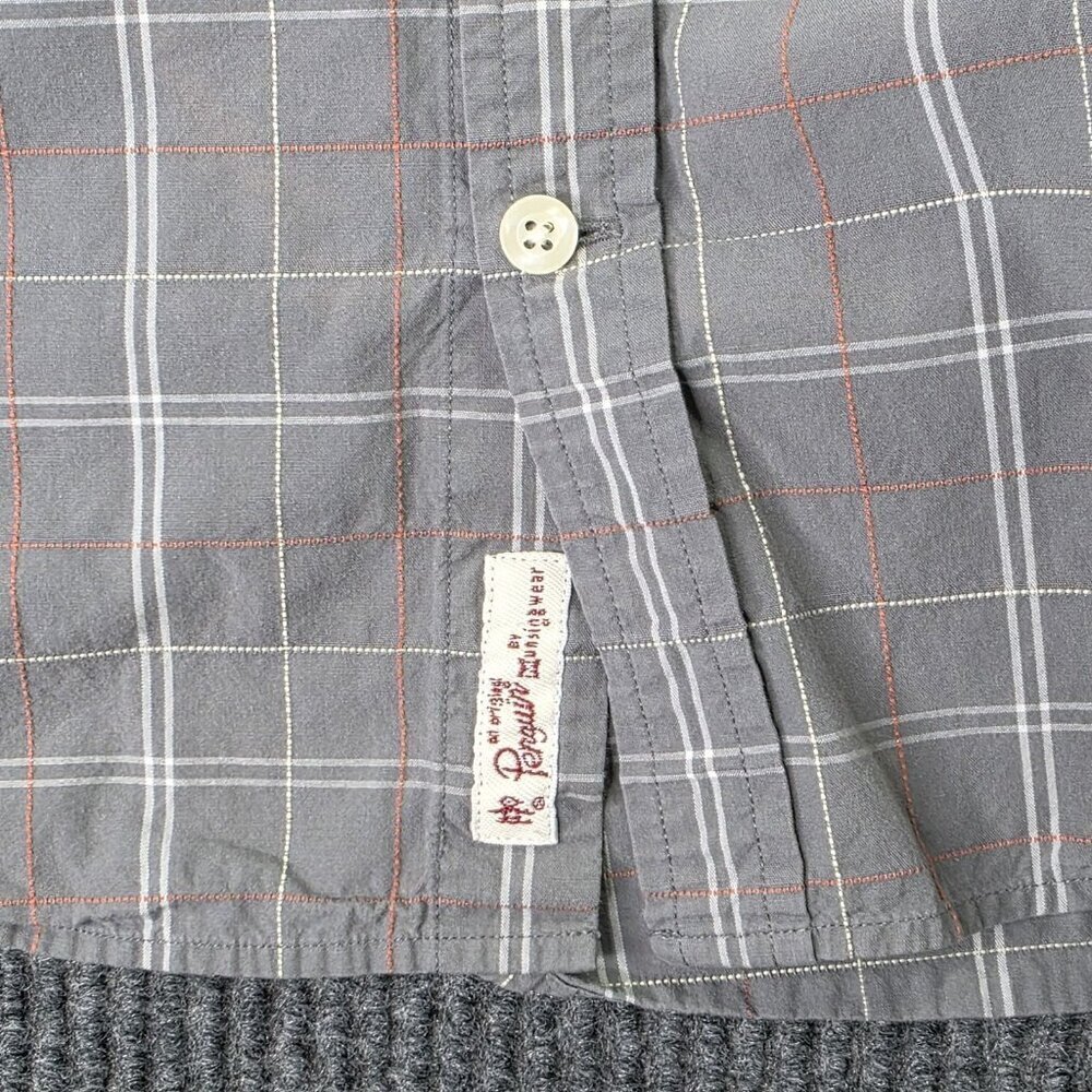 Penguin Munsingwear Shirt Mens XL Gray White Plaid Windowpane Preppy Casual VTG - Picture 9 of 11